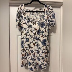 Rachel Zoe White and Blue Puff Sleeve Jumpsuit